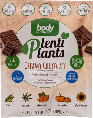 PlentiPlants vegan protein creamy chocolate  sample packet