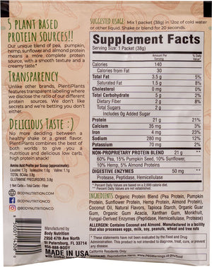PlentiPlants vegan protein vanilla bean sample packet