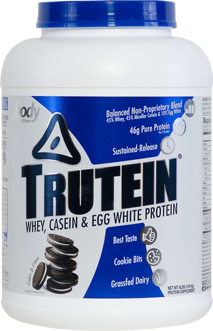 Trutein Protein: 45% Whey, 45% Casein & 10% Egg White - Cookies & Cream - 4lb (53 Servings)