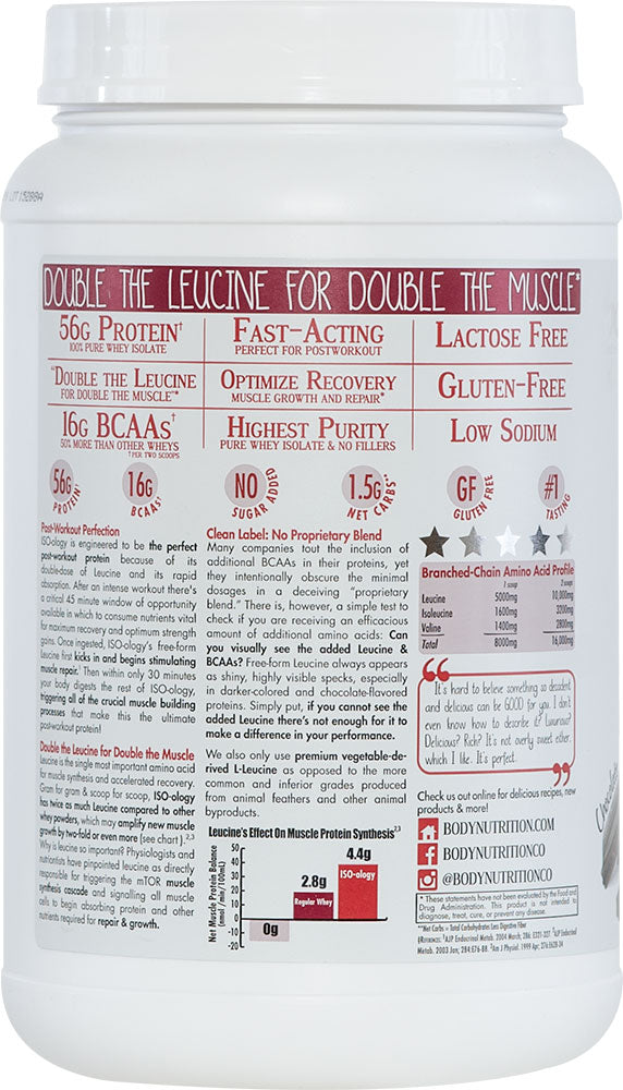 ISO-ology: 100% Leucine-Enhanced Whey Isolate - Dark Chocolate- 2lb (27 Servings)