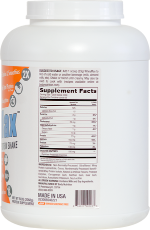WheyMax: Functional Instant Whey Protein Shake - Chocolate - 5lb (69 Servings)