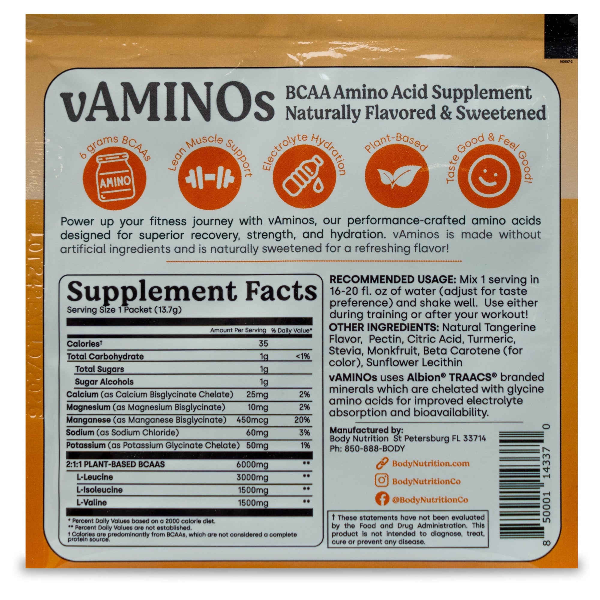 vAminos: All-Natural BCAA Hydration Powder