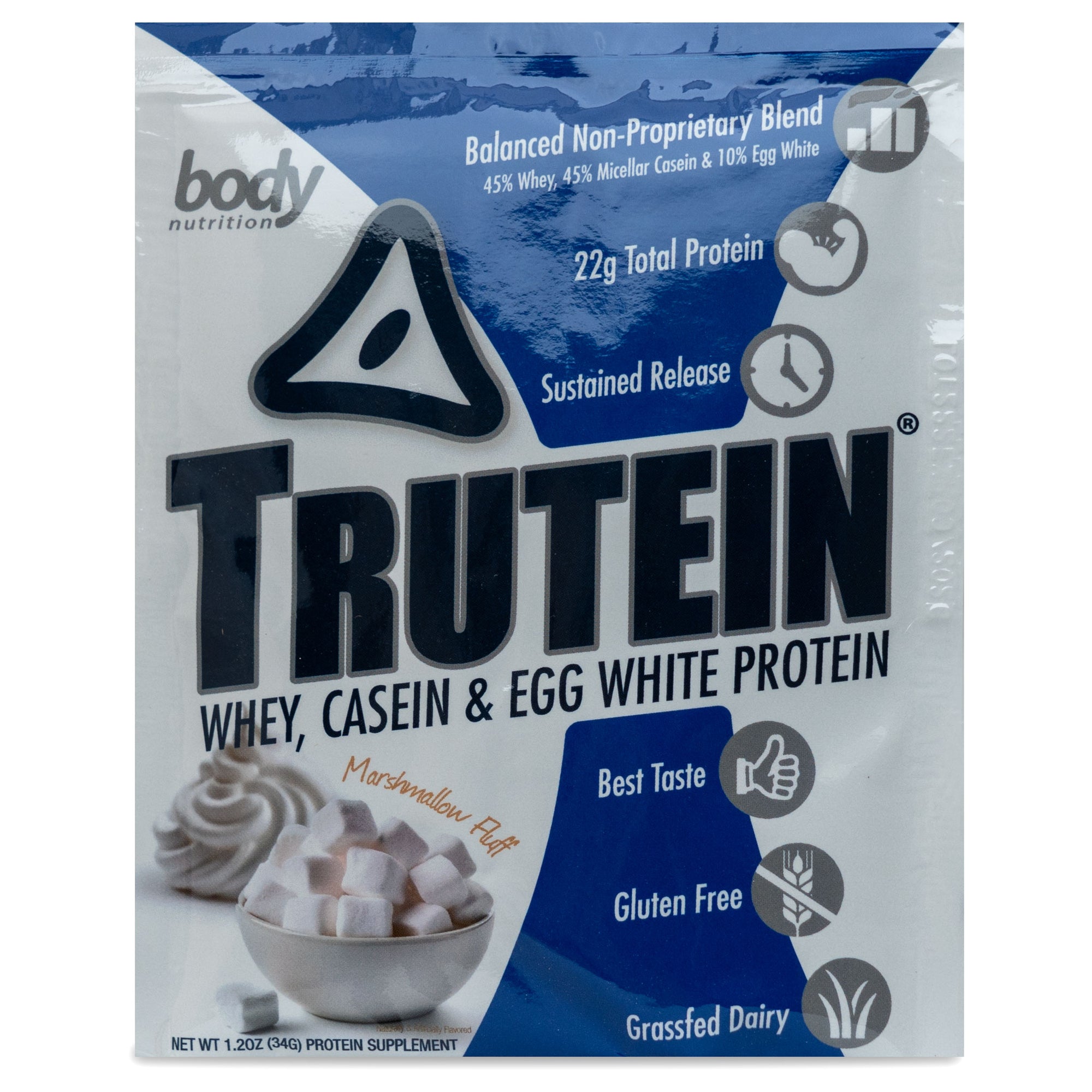 Trutein Protein: 45% Whey, 45% Casein & 10% Egg White