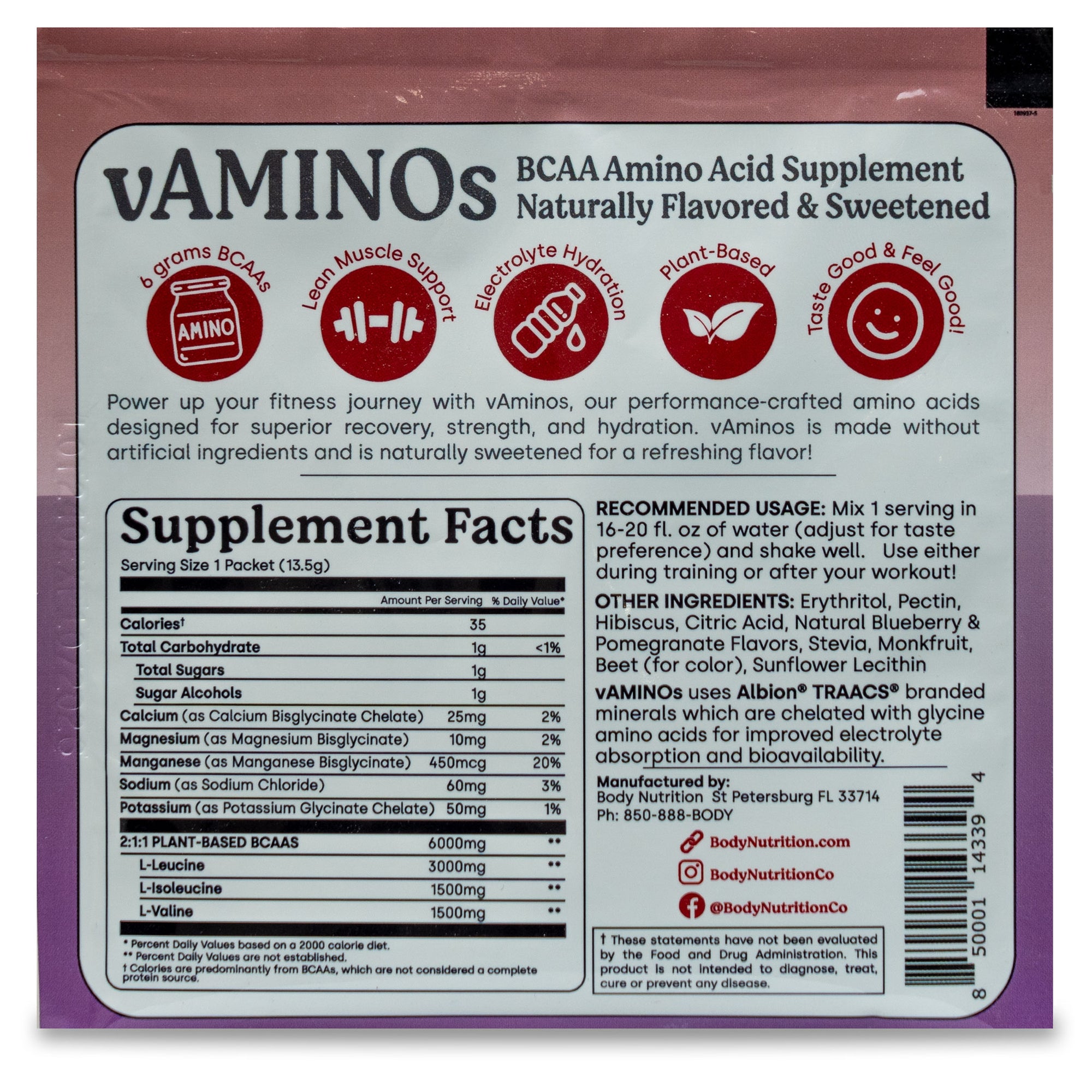 vAminos: Natural BCAAs 30-serving