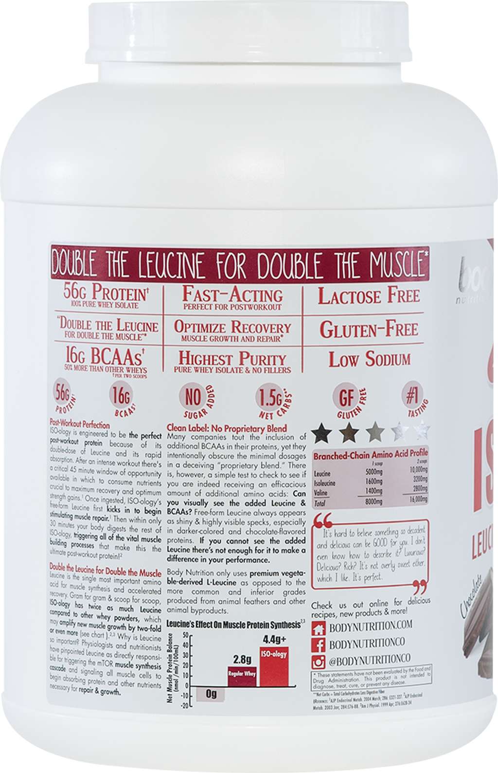 ISO-ology: 100% Leucine-Enhanced Whey Isolate - Chocolate - 4lb (53 Servings)