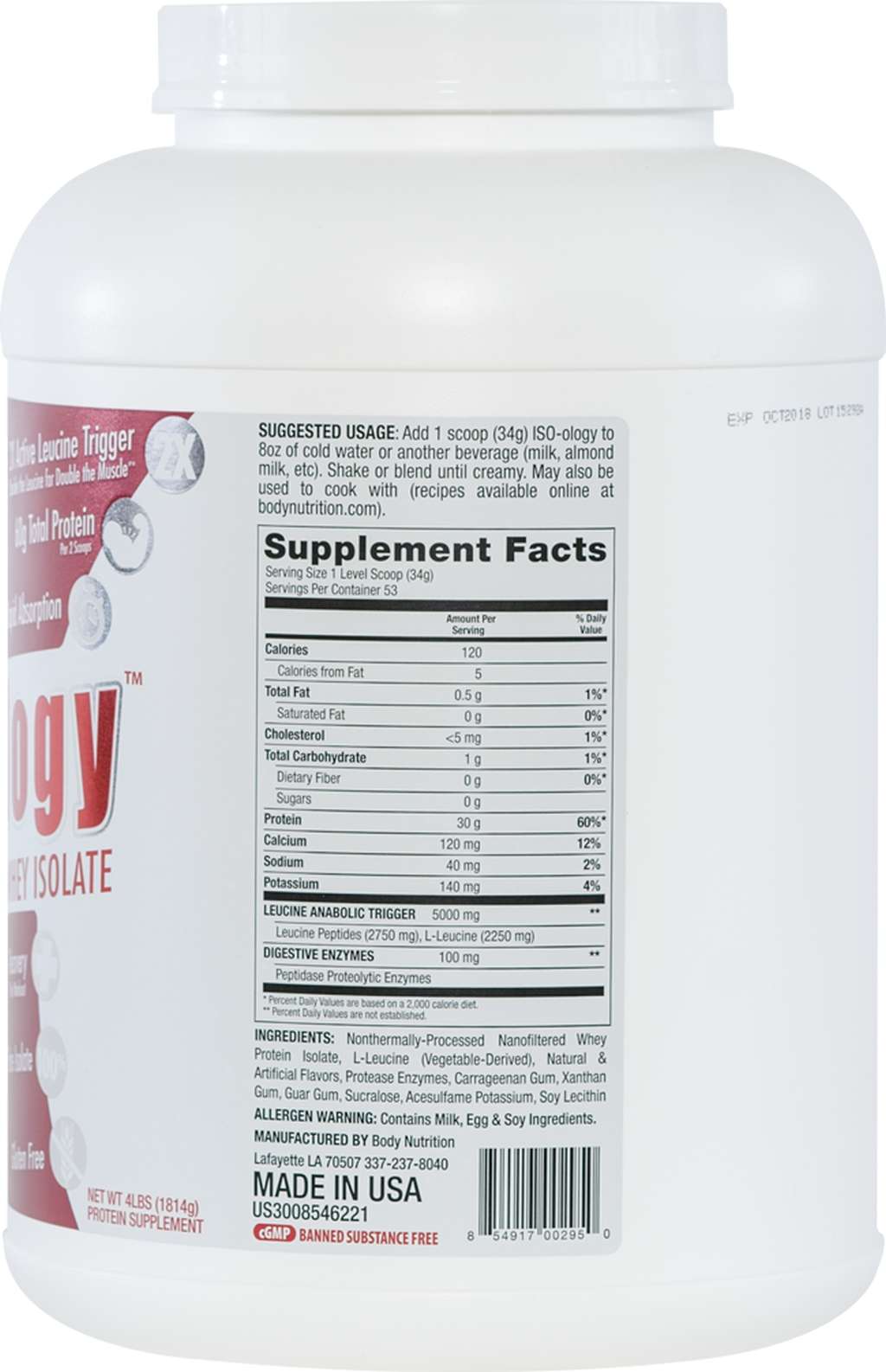 ISO-ology: 100% Leucine-Enhanced Whey Isolate - Vanilla Bean - 4lb (53 Servings)