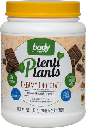 PlentiPlants vegan protein creamy chocolate 2lb container