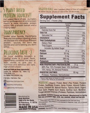 PlentiPlants vegan protein creamy chocolate sample packet