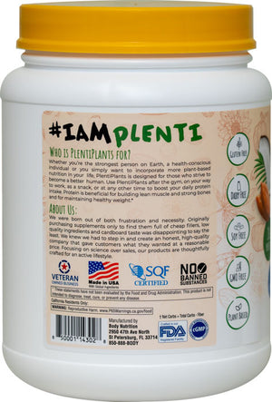 PlentiPlants vegan protein coconut almond 2lb container