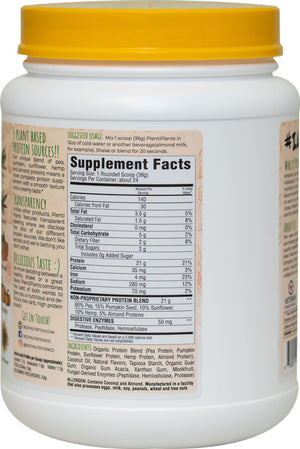 PlentiPlants vegan protein vanilla bean 2lb container supplement facts