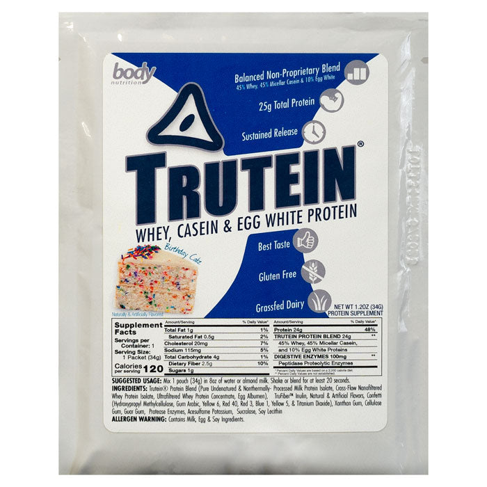 Trutein Protein: 45% Whey, 45% Casein & 10% Egg White