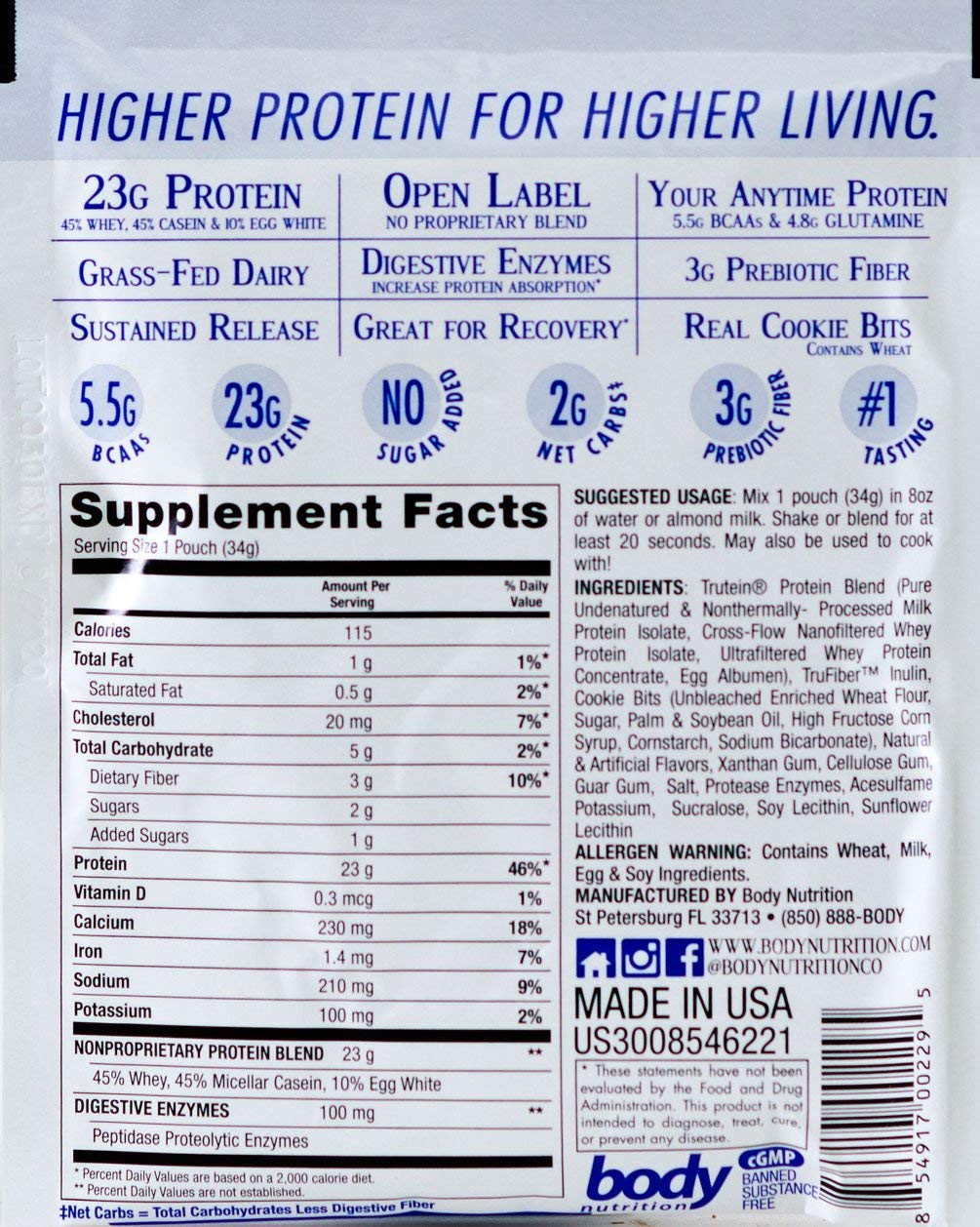 Trutein Protein: 45% Whey, 45% Casein & 10% Egg White