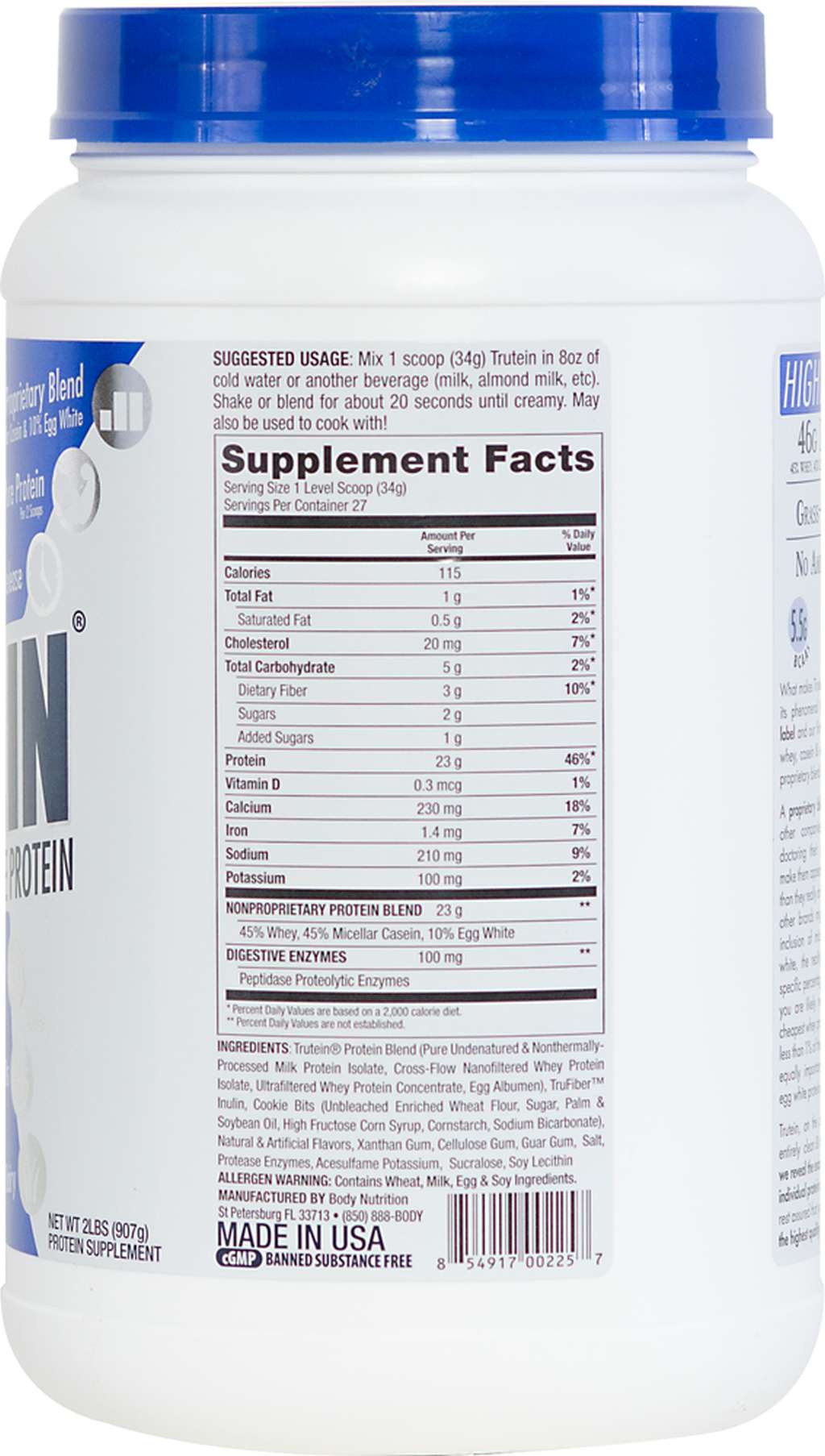 Trutein Protein: 45% Whey, 45% Casein & 10% Egg White