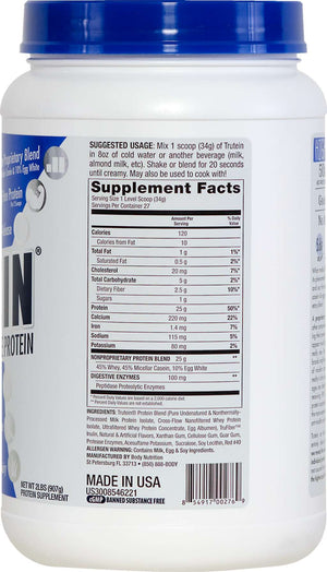 Trutein Protein: 45% Whey, 45% Casein & 10% Egg White - Strawberries & Cream - 2lb (27 Servings)