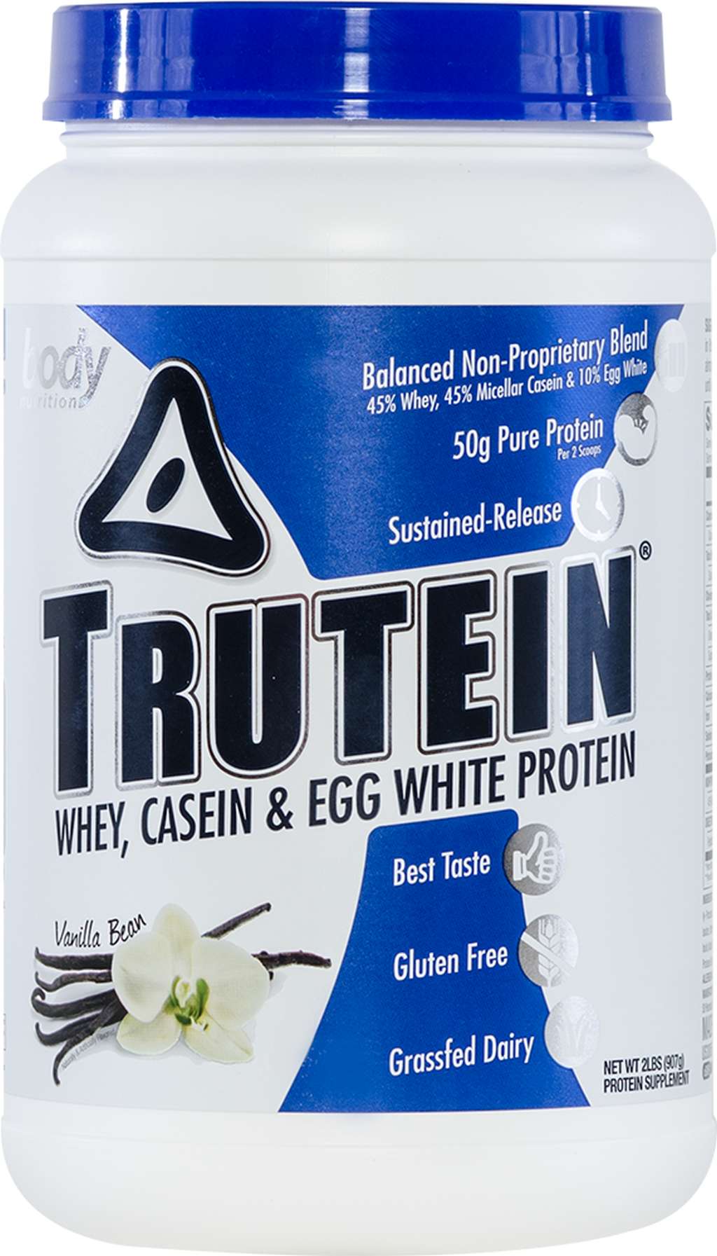 Trutein Protein: 45% Whey, 45% Casein & 10% Egg White - Vanilla Bean - 2lb (27 Servings)