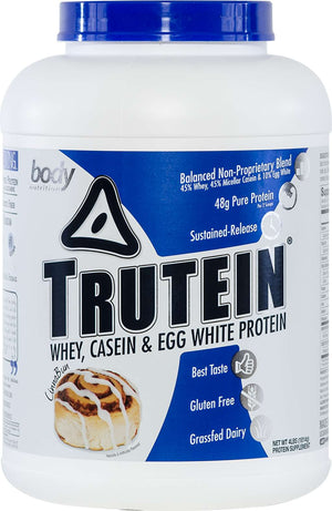 Trutein Protein: 45% Whey, 45% Casein & 10% Egg White - CinnaBun - 4lb (53 Servings)
