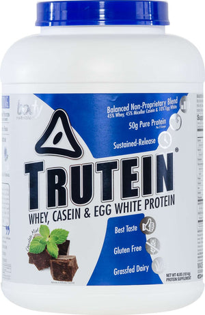 Trutein Protein: 45% Whey, 45% Casein & 10% Egg White - Chocolate Mint - 4lb (53 Servings)