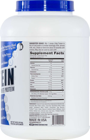 Trutein Protein: 45% Whey, 45% Casein & 10% Egg White - Mocha - 4lb (53 Servings)