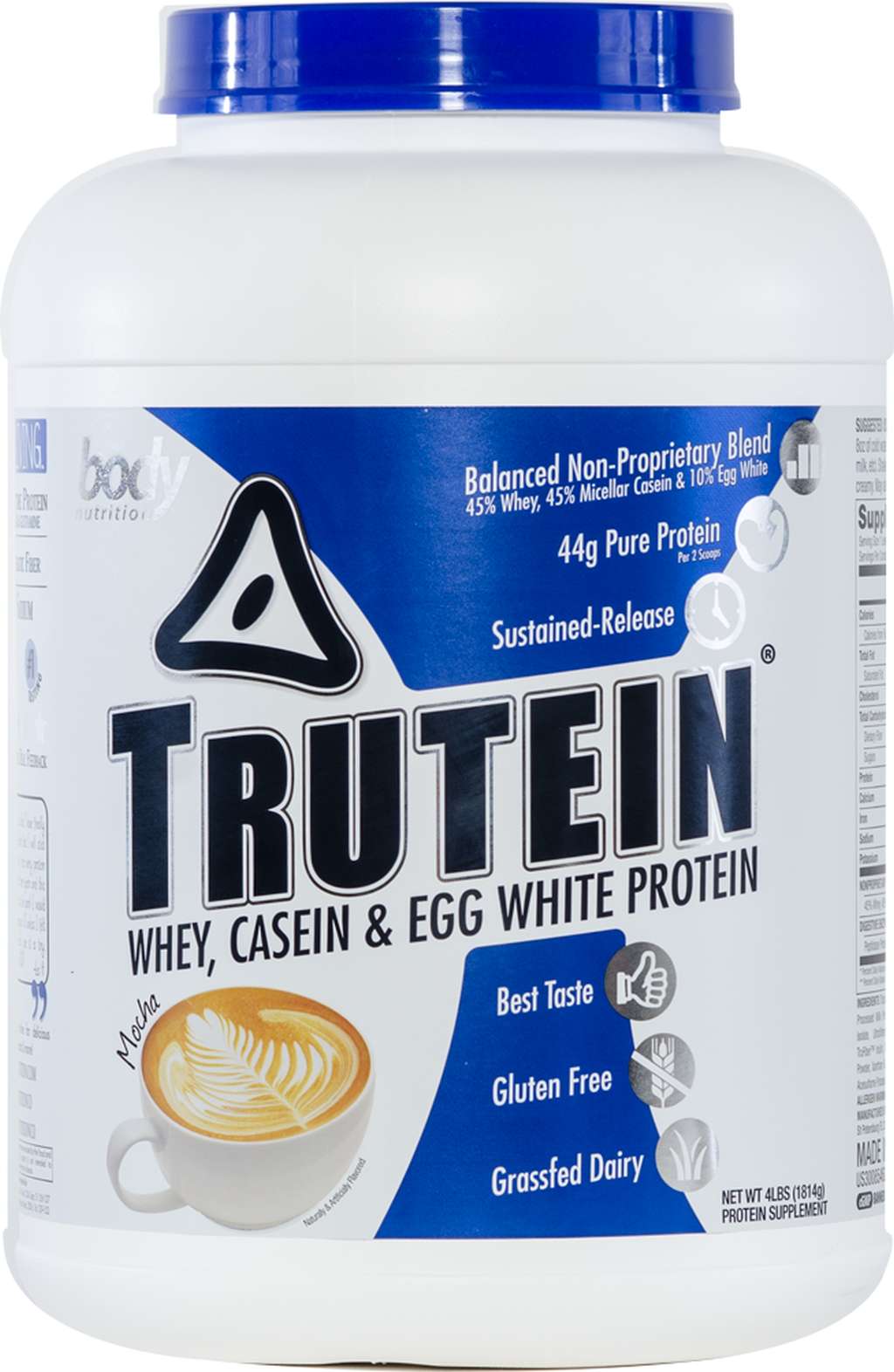 Trutein Protein: 45% Whey, 45% Casein & 10% Egg White - Mocha - 4lb (53 Servings)