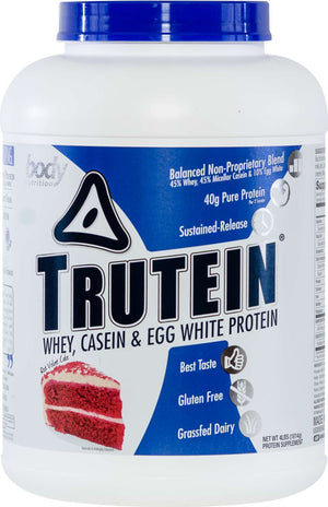 Trutein Protein: 45% Whey, 45% Casein & 10% Egg White - Red Velvet Cake - 4lb (53 Servings)