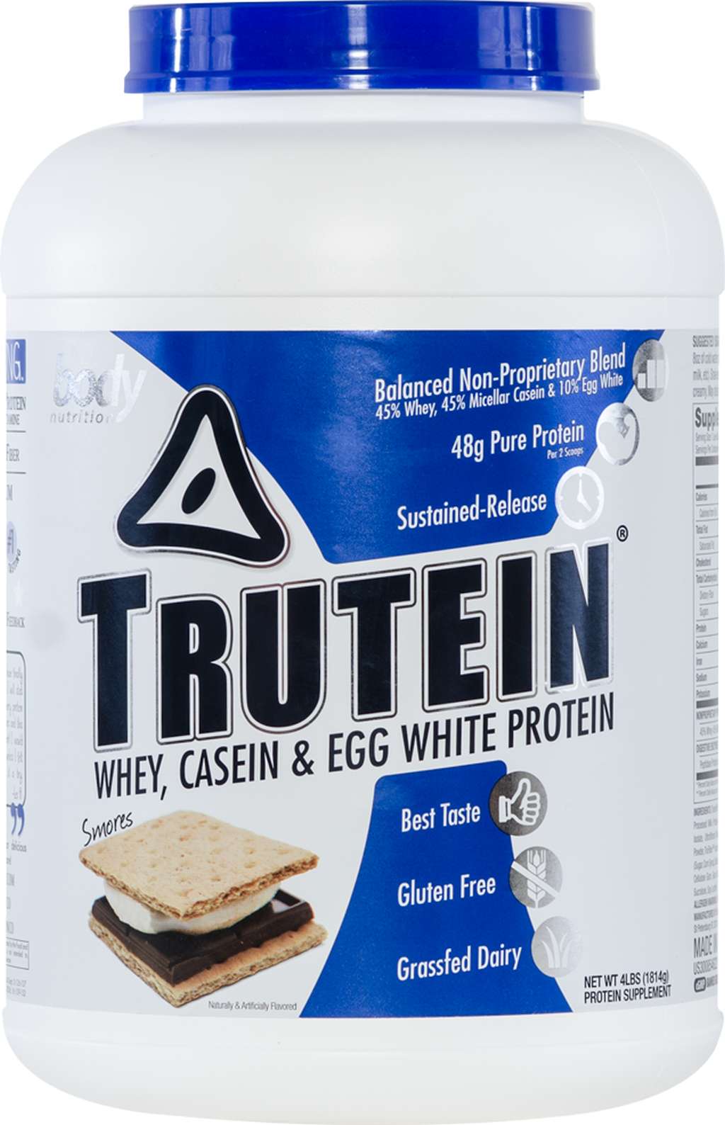 Trutein Protein: 45% Whey, 45% Casein & 10% Egg White - Smores - 4lb (53 Servings)