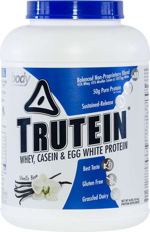 Trutein Protein: 45% Whey, 45% Casein & 10% Egg White - Vanilla Bean - 4lb (53 Servings)