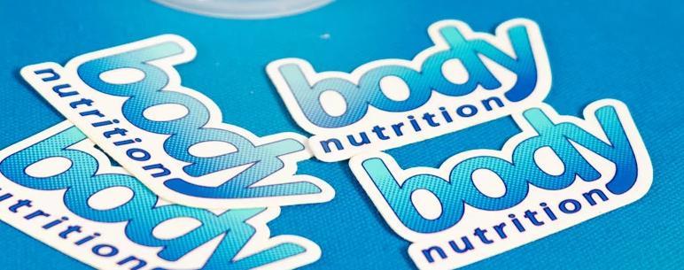 body nutrition logo peel and stick sticker for journals, bottles