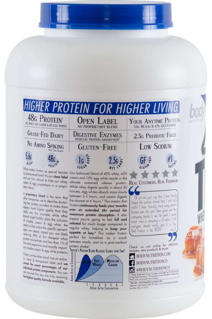 Trutein Protein: 45% Whey, 45% Casein & 10% Egg White