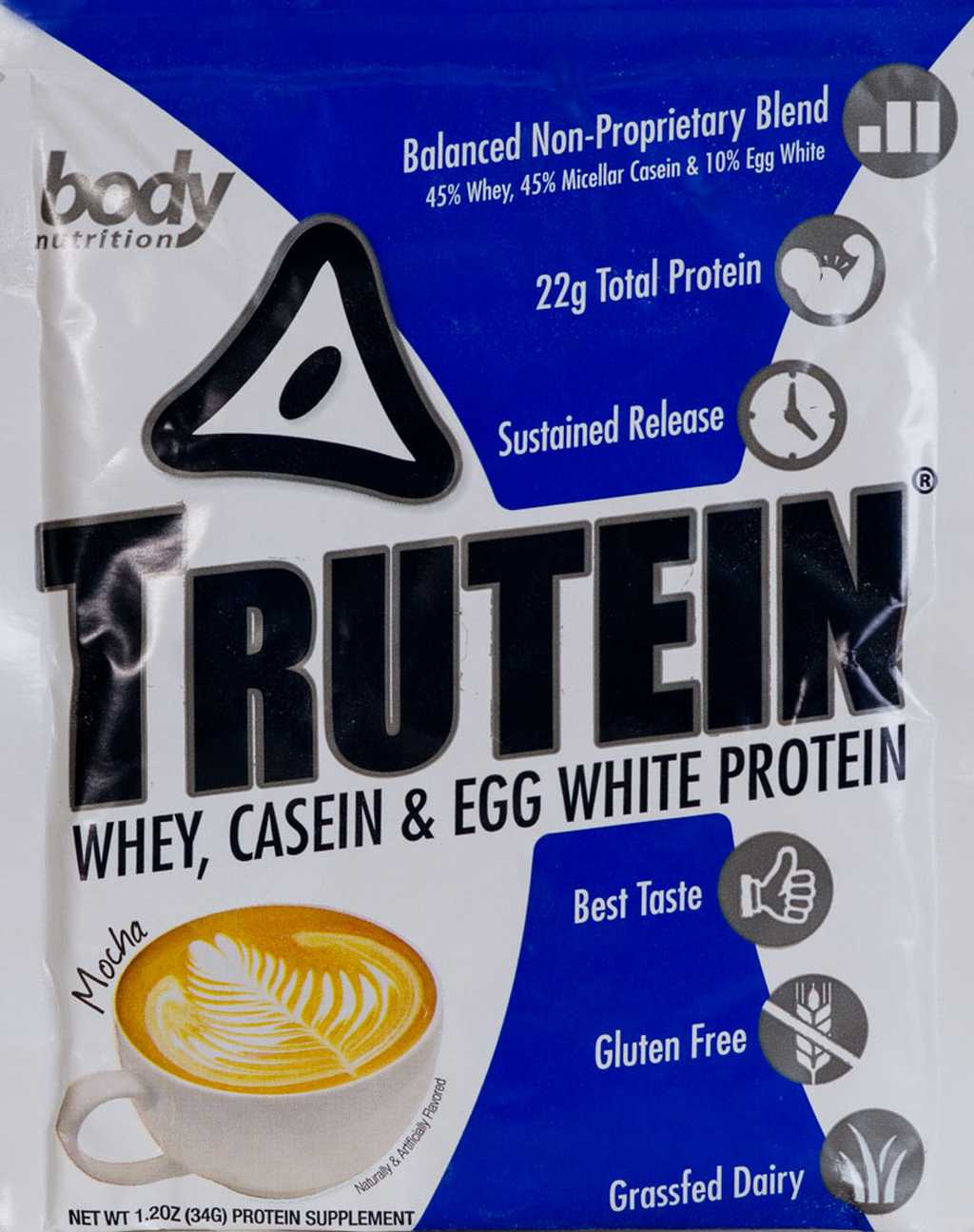 Trutein Protein: 45% Whey, 45% Casein & 10% Egg White