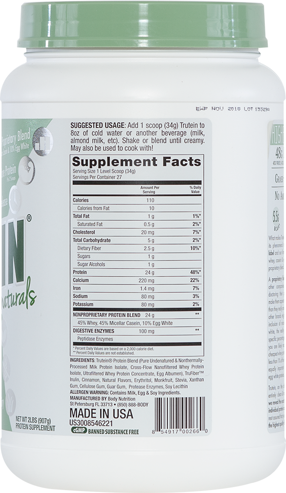 Trutein NATURALS: The Original Trutein Made All-Natural! -CinnaBun- 2lb (27 Servings)