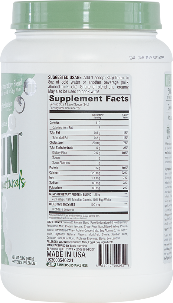 Trutein NATURALS: The Original Trutein Made All-Natural! - Vanilla Bean - 2lb (27 Servings)