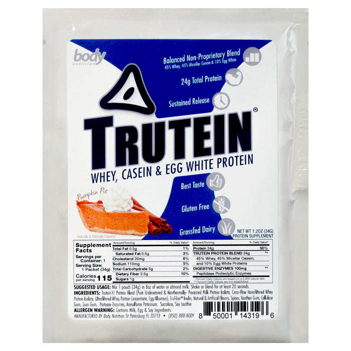 Trutein Protein: 45% Whey, 45% Casein & 10% Egg White