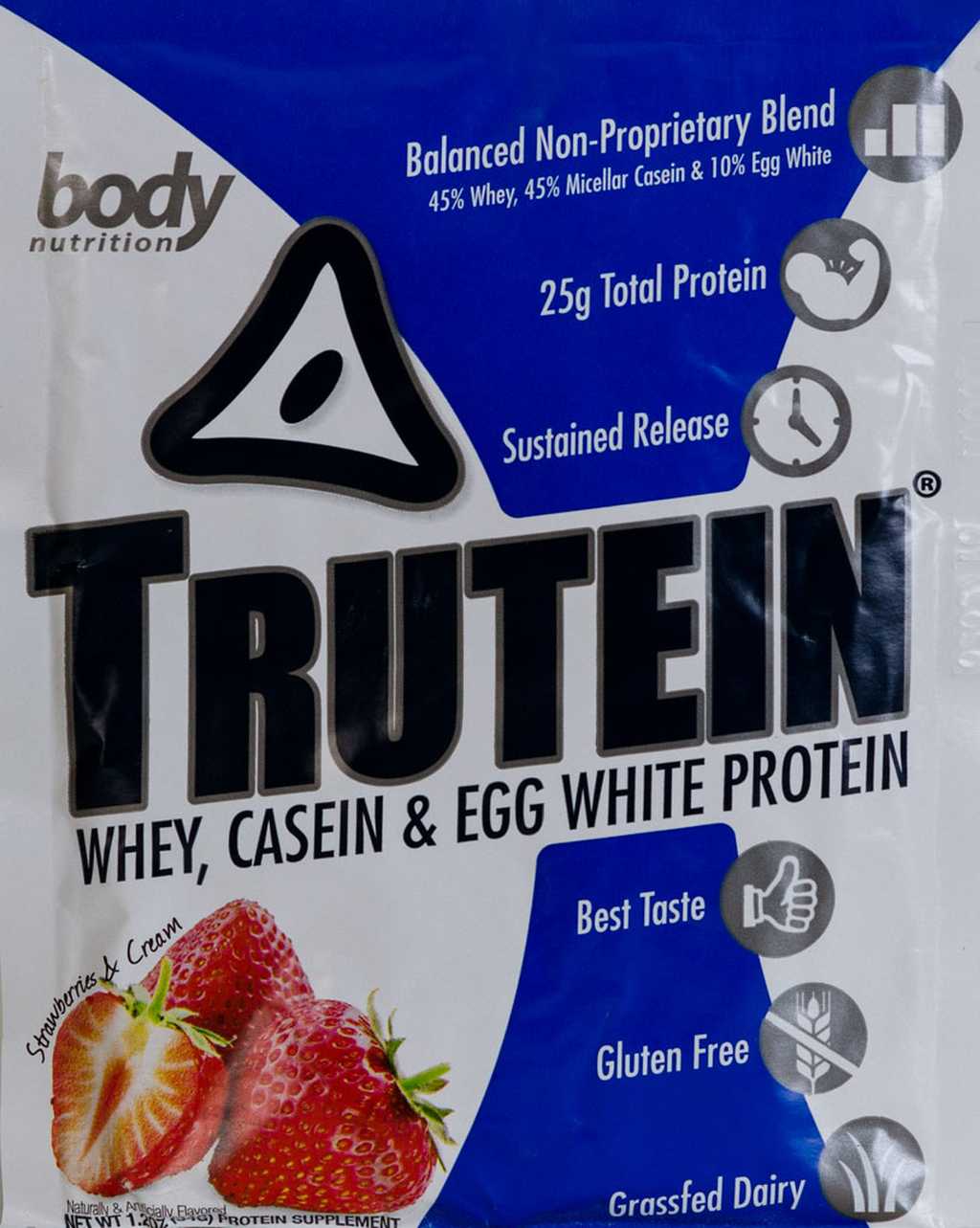 Trutein Protein: 45% Whey, 45% Casein & 10% Egg White