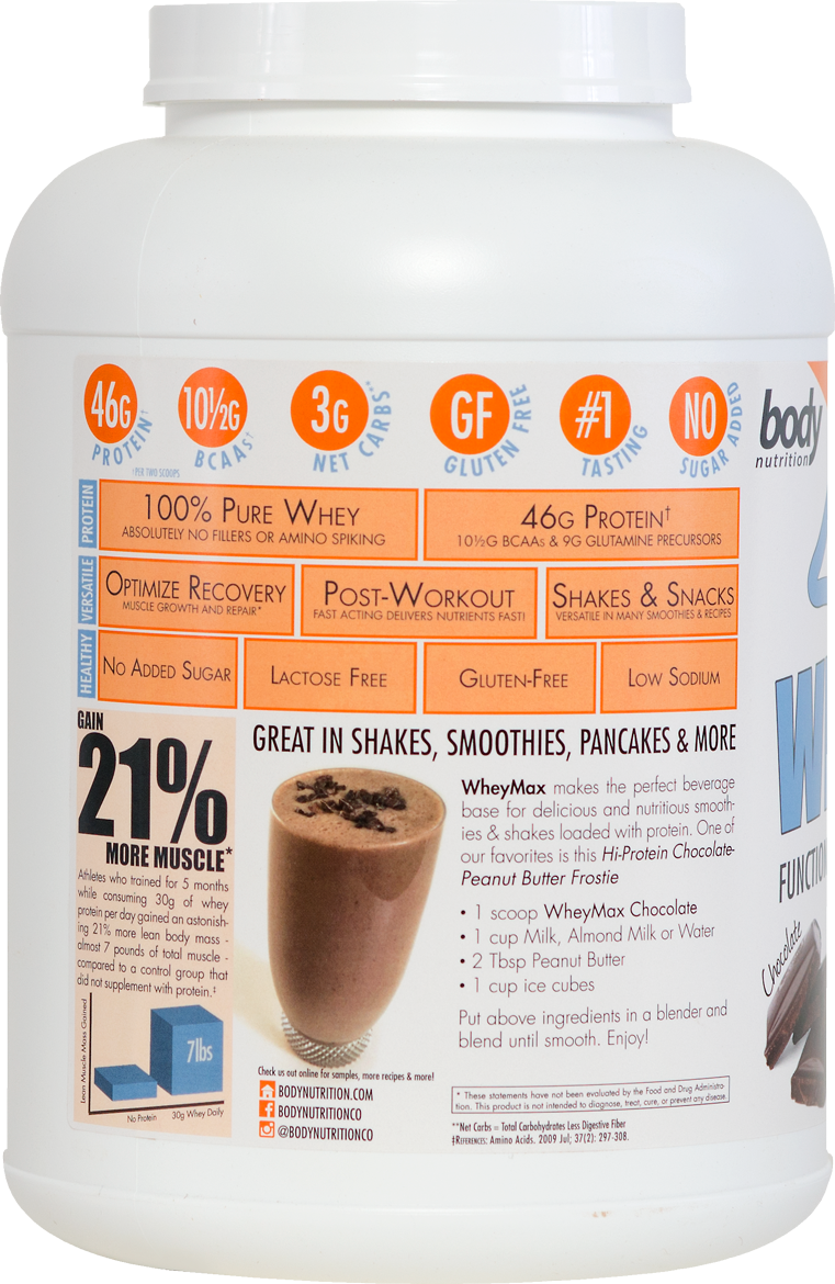 WheyMax: Functional Instant Whey Protein Shake - Chocolate - 5lb (69 Servings)